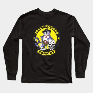 Grumman F-14 Tomcat - Jolly Rogers - yellow Grunge Style Long Sleeve T-Shirt